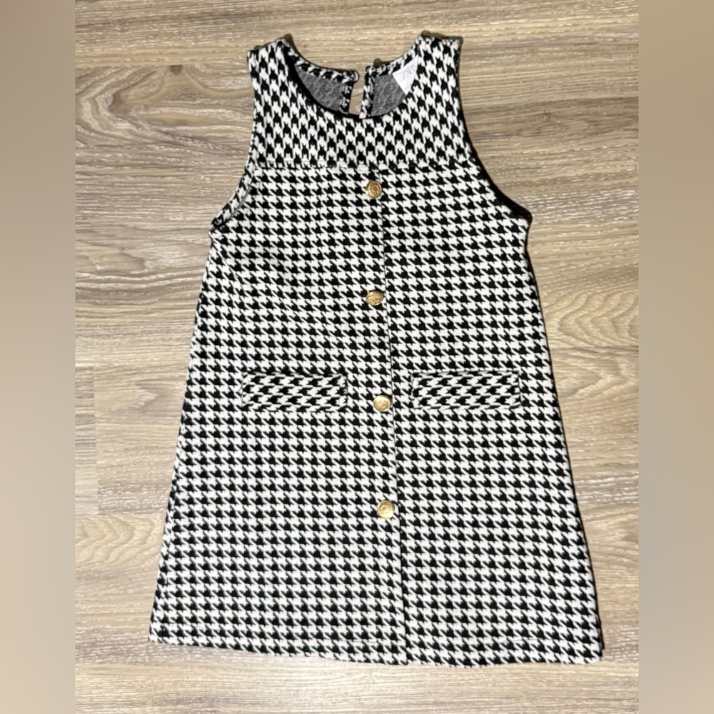 Size 7 - Zara Black and White Houndstooth Kids Formal Dress